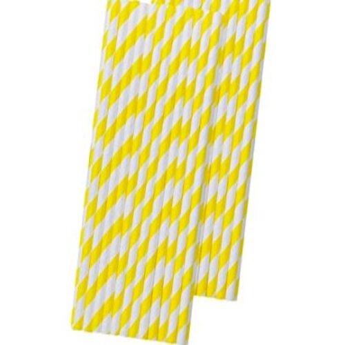 KRISHNA SPARES Straight Paper Disposable Straws 20 cm Yellow & White