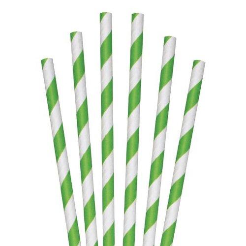 16207-689_image_0.jpg KRISHNA SPARES Straight Paper Disposable Straws 20 cm Green & White