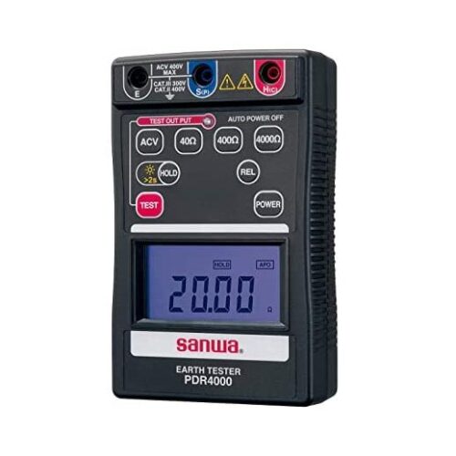 16228-620_image_0.jpg Sanwa PDR4000 Earth Tester 0 - 40 - 400 - 4000Ω 3.5 Digit LCD