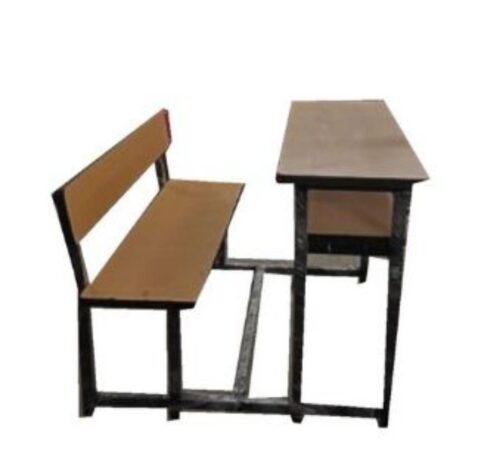 16243-728_image_0.jpg Wooden, Stainless Steel 3 Seater Student Bench Desk