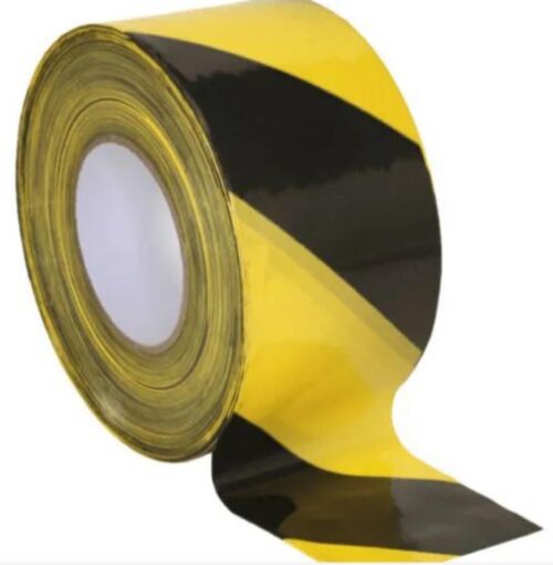 16406-119_image_0.jpg 150 mm Non Adhesive HDPE Warning Tape 100 micron Black and Yellow