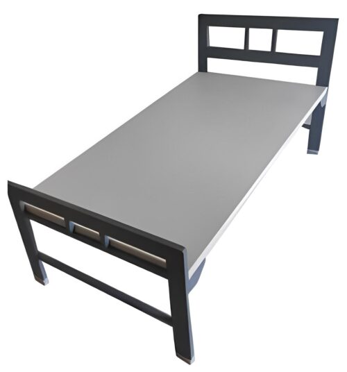 Mild Steel Single Hostel Bed 77 x 36 x 18 inch Black and Grey