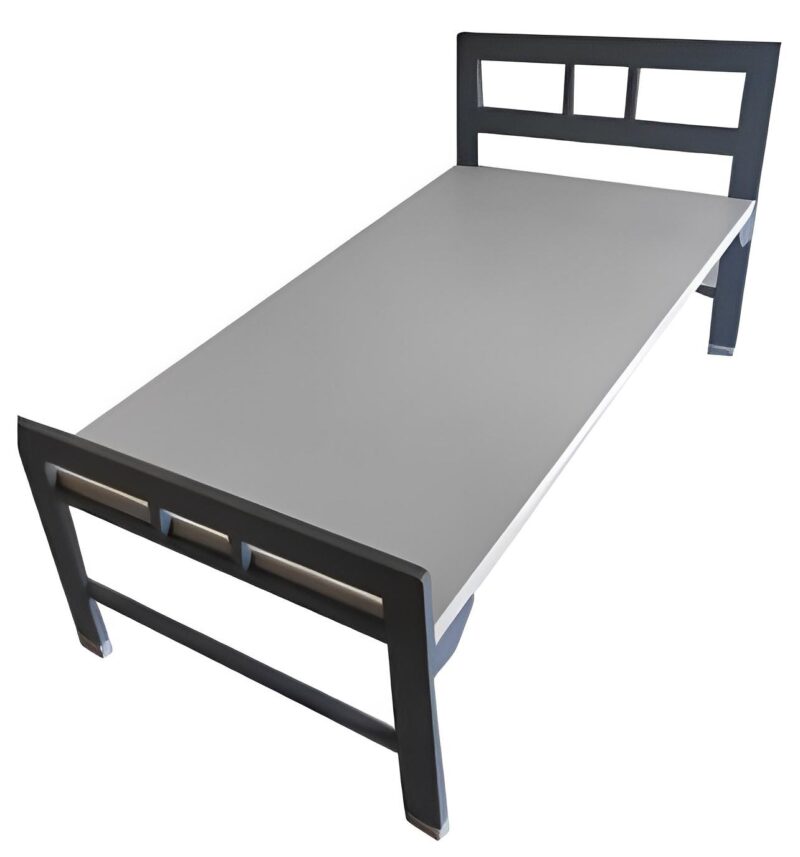 Mild Steel Single Hostel Bed 77 x 36 x 18 inch Black and Grey