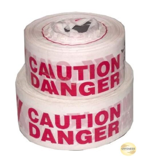 76 mm Non-Adhesive Polyethene Warning Tape 200 um Red and White