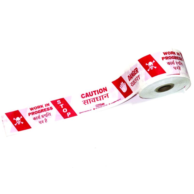 16747-4972_image_0.jpg Being Safe 150 mm Non Adhesive Polyethene Warning Tape 200 micron Red and White