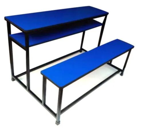 16777-6552_image_0.jpg Wooden and Iron 3 Seater Student Bench Desk