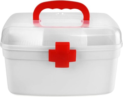 Professional 11 x 10 x 4 inch White First Aid Box
