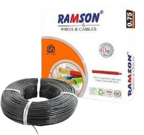 RAMSON 0.75 sqmm FR PVC Electric Wire Black 90 m