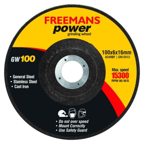 16922-4060_image_0.jpg FREEMANS 100 mm Grinding Wheels GW100 6 mm 15300 rpm 16 mm