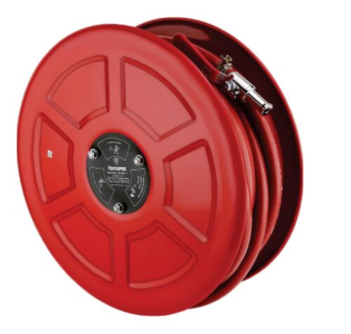 17034-5640_image_0.jpg ARMORFIRE REG01 PVC Braided Mild Steel Swing Manual Fire Hose Reel