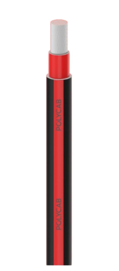 17093-648_image_0.jpg Polycab Single Core 4 sqmm Multistrand Tinned Copper Solar DC Cable BS EN 50618 Red and Black 50 m