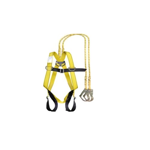 Karam Durable Polyester Full Body Double Rope Scaffold Hook Safety Harness L