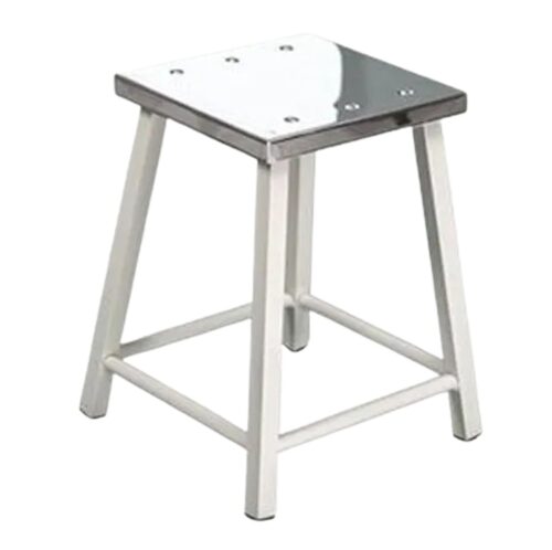 Stools Backless White and Silver