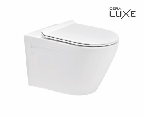 17208-2570_image_0.jpeg CERA EWC with Seat Cover and Flush CAMEL RIMLESS Wall Hung