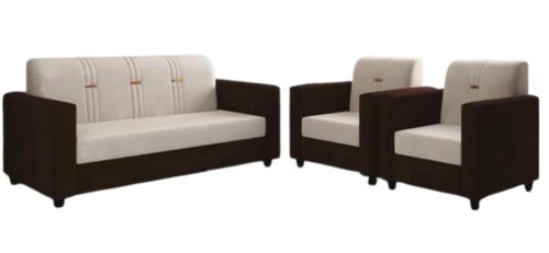 AS Foam 4 Seater Brown and White Sofa Set