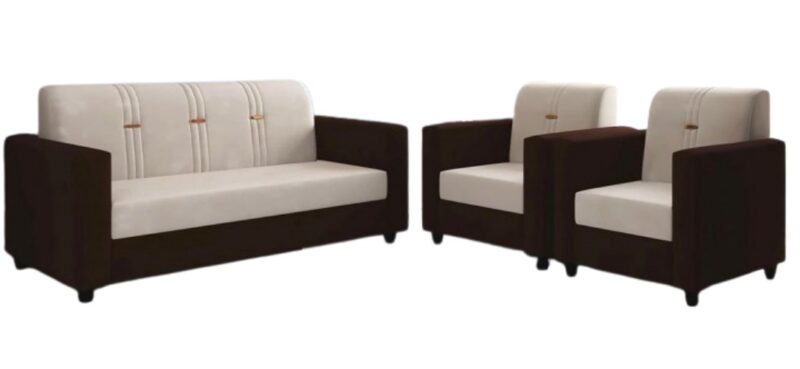 AS Foam 4 Seater Brown and White Sofa Set