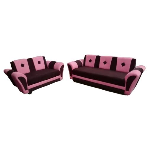 Gujju Foam 5 Seater Pink and Brown Sofa Set