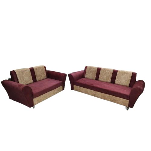 Gujju Foam 5 Seater Maroon Sofa Set