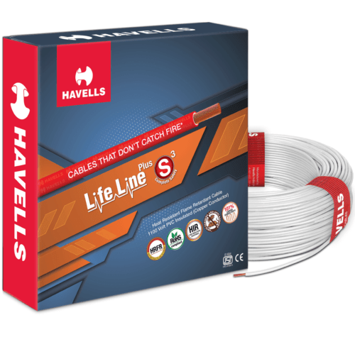 17285-1100_image_0.png HAVELLS 0.5 sqmm Life Line Plus S3 HRFR Electric Wire White 90 m