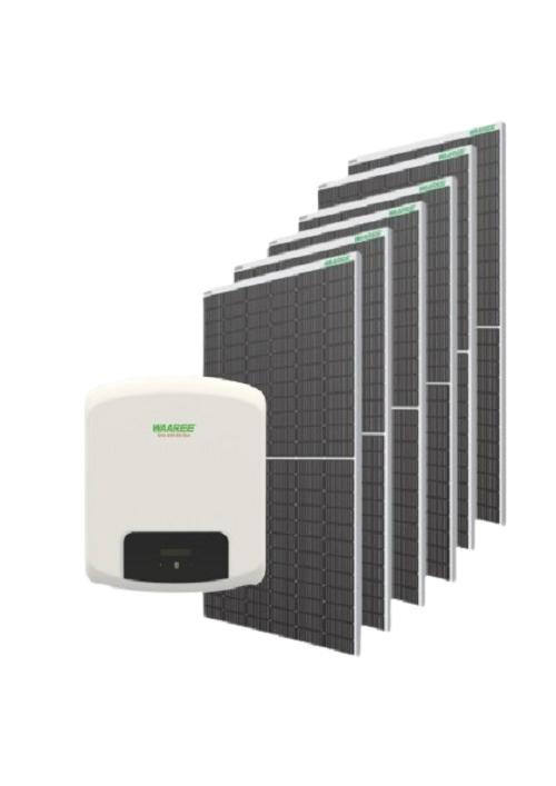 17285-230_image_0.jpg WAAREE 3.2 kW Single Phase Mono PERC Bifacial DCR On Grid Solar Solution