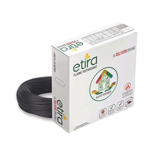 Etira 0.75 sqmm FR Electric Wire Black 90 m
