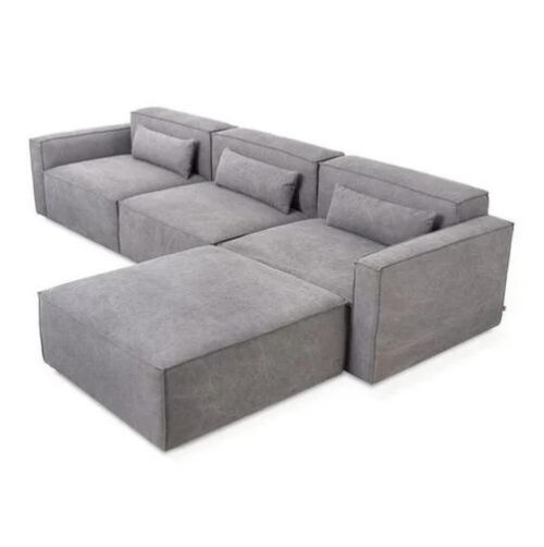 SOF Furniture Wooden 5 Seater Grey Sofa Set
