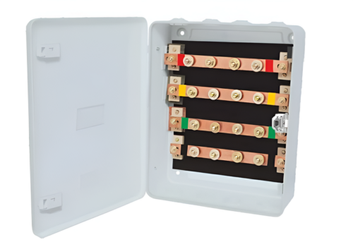 17359-5194_image_0.png Elmeck 800 A Three Phase 4 Ways Busbar Chamber Box