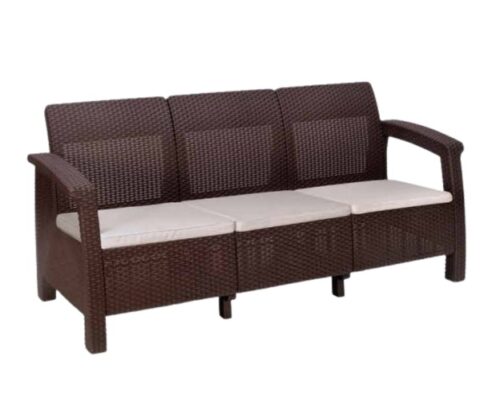 Nilkamal PVC 3 Seater Brown Sofa Set