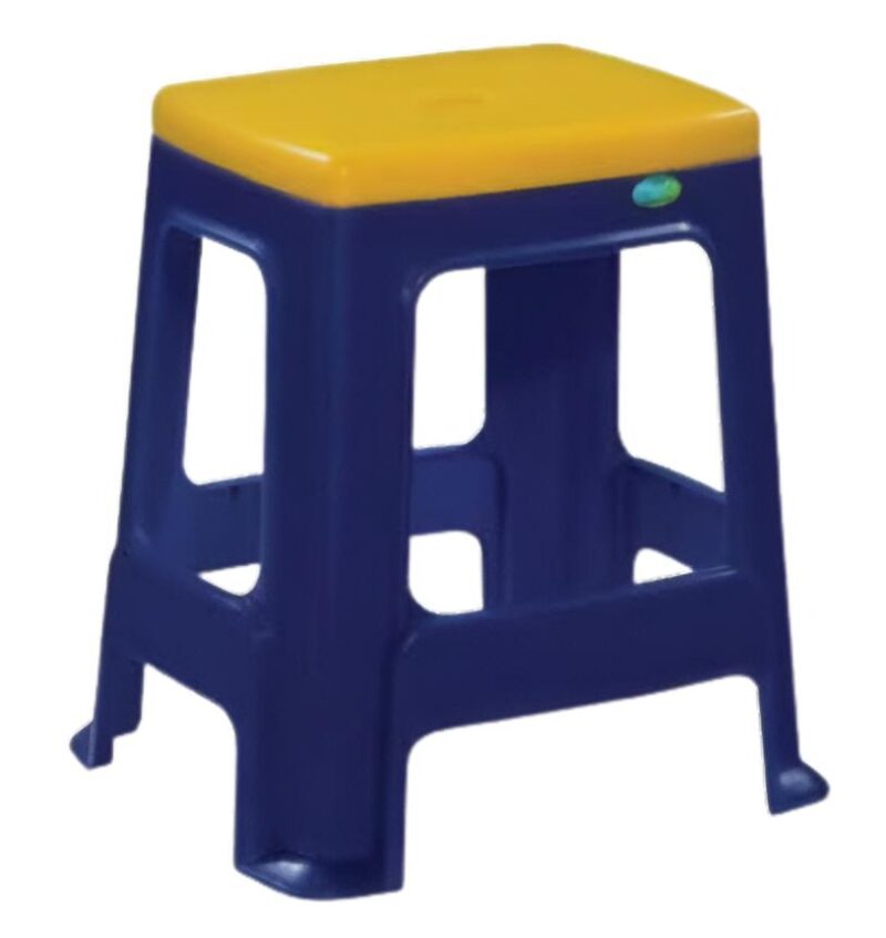Nilkamal Stools Backless Plastic Blue and Yellow