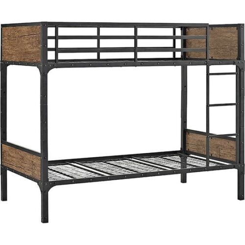 Steel 2 Tier Hostel Bed 77 x 60 x 40 inch Black