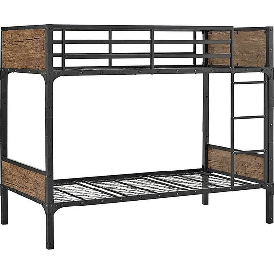 Steel 2 Tier Hostel Bed 77 x 60 x 40 inch Black