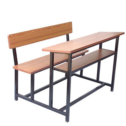 Wood and Steel 3 Seater Student Bench Desk